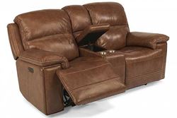 Fenwick Power Reclining Leather Loveseat with Console 1659-64PH by Flexsteel